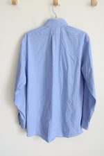 Chaps Regular Fit Blue White Pinstripe Button Down Shirt | 15 32/33