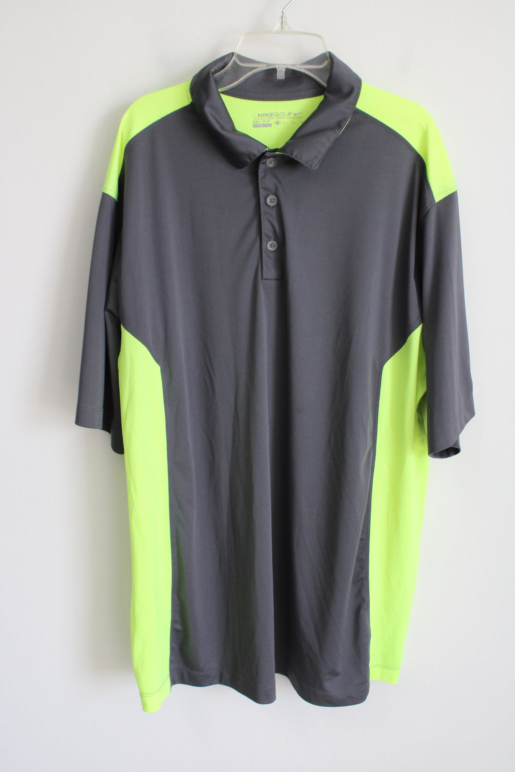 Nike Golf Dri-Fit Gray Green Polo Shirt | XL