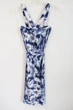 NEW Michael Kors True Navy Tie Dye Knit Fitted Belt Dress | M