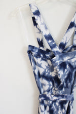 NEW Michael Kors True Navy Tie Dye Knit Fitted Belt Dress | M