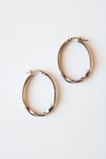 Sterling Silver Oval Twist Hoop Earrings