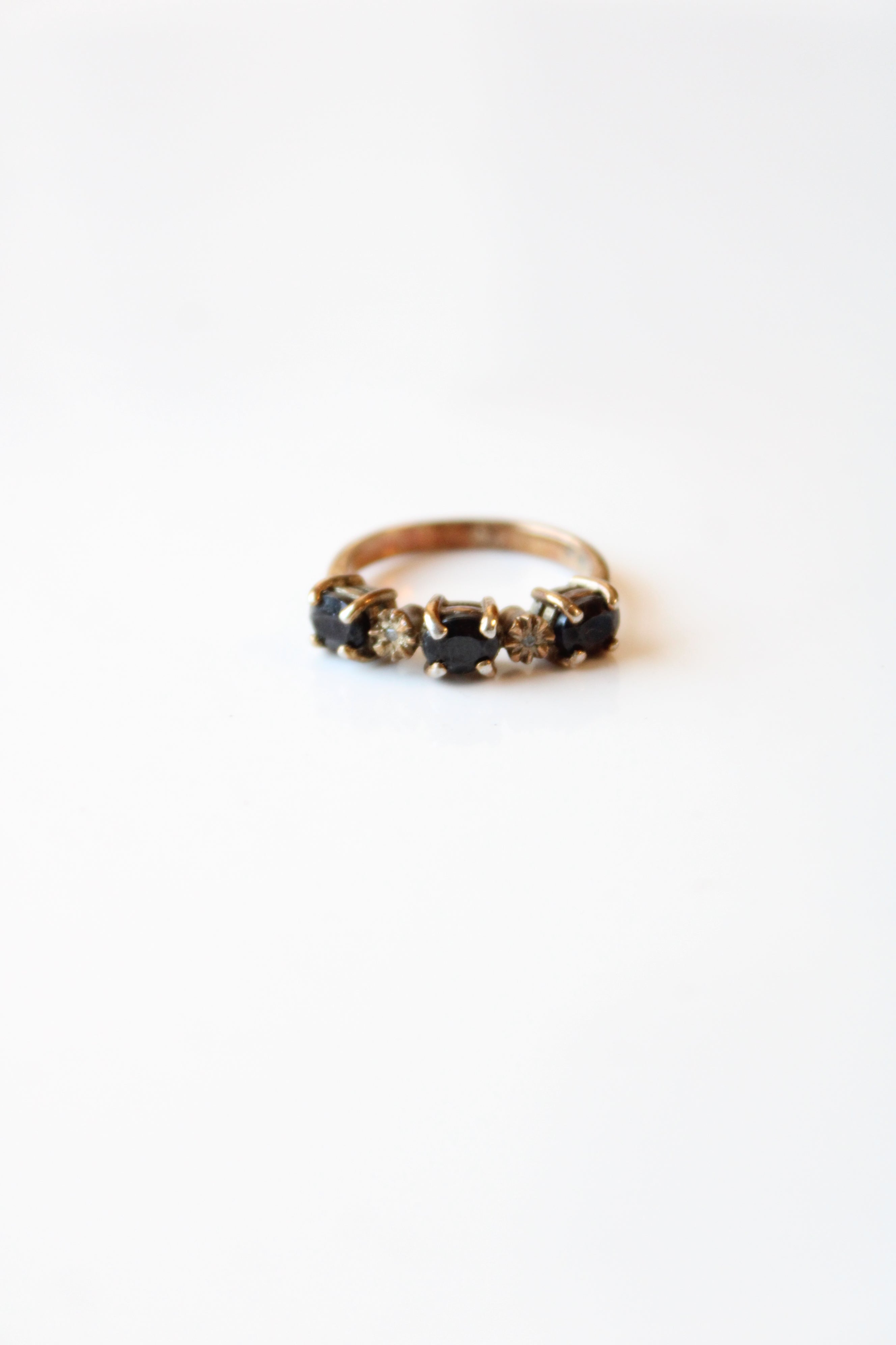 Gold Plated Sterling Silver Triple Oval Sapphire Ring