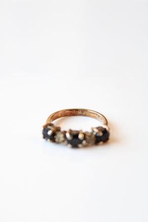 Gold Plated Sterling Silver Triple Oval Sapphire Ring