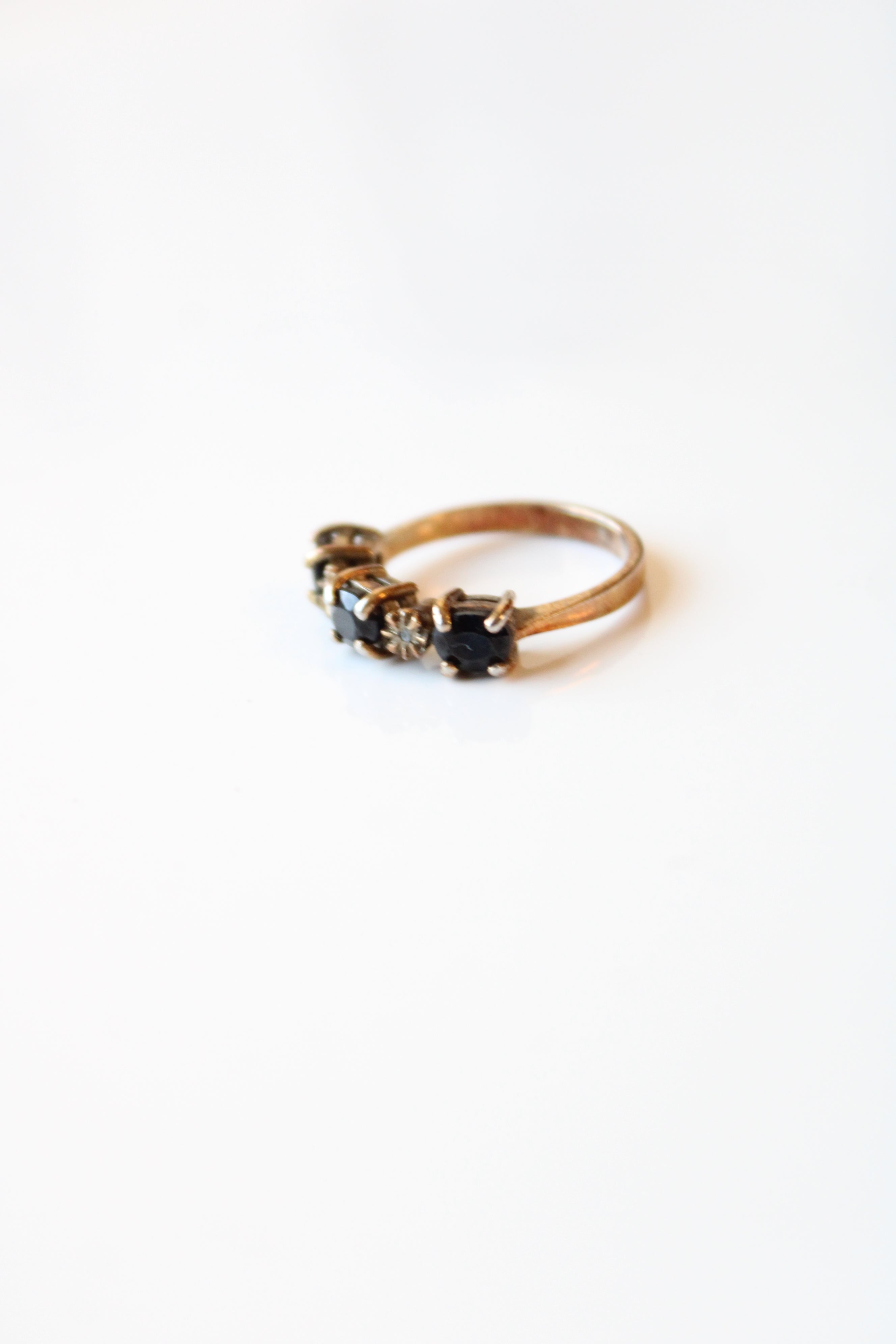 Gold Plated Sterling Silver Triple Oval Sapphire Ring