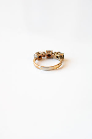 Gold Plated Sterling Silver Triple Oval Sapphire Ring