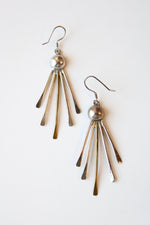 Vintage Sterling Silver & Gold Paddle Fringe Dangle Earrings