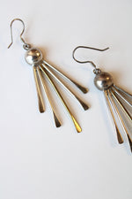 Vintage Sterling Silver & Gold Paddle Fringe Dangle Earrings