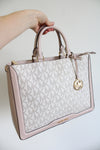 NEW Michael Kors Jessie Pink & White Large Tote