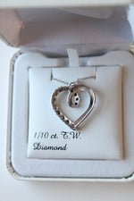 NEW Sterling Silver 1/10Ct. Half Diamond Heart Pendant Necklace