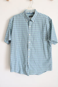 Van Heusen Classic Fit Blue Green Plaid Button Down Shirt | L 16-16 1/2