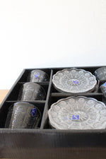 Bohemia Solar Etched Clear Glass Tea Cup & Saucer 12-Piece Set