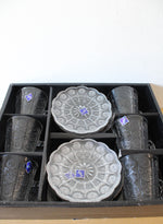 Bohemia Solar Etched Clear Glass Tea Cup & Saucer 12-Piece Set
