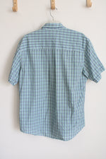 Van Heusen Classic Fit Blue Green Plaid Button Down Shirt | L 16-16 1/2