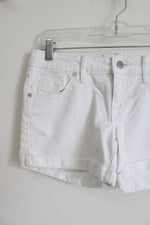 Mossimo Mid Rise Midi White Denim Shorts | 0