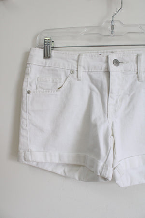 Mossimo Mid Rise Midi White Denim Shorts | 0