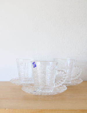 Bohemia Solar Etched Clear Glass Tea Cup & Saucer 12-Piece Set