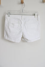 Mossimo Mid Rise Midi White Denim Shorts | 0