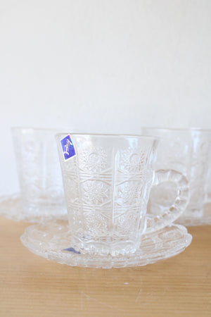 Bohemia Solar Etched Clear Glass Tea Cup & Saucer 12-Piece Set