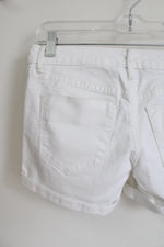 Mossimo Mid Rise Midi White Denim Shorts | 0