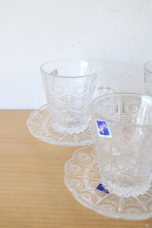 Bohemia Solar Etched Clear Glass Tea Cup & Saucer 12-Piece Set