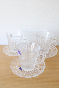 Bohemia Solar Etched Clear Glass Tea Cup & Saucer 12-Piece Set