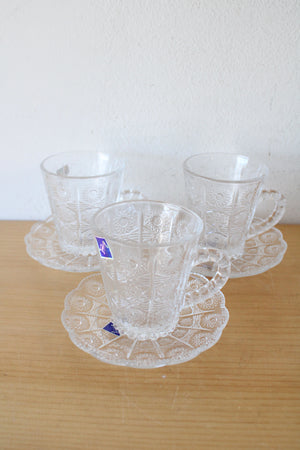 Bohemia Solar Etched Clear Glass Tea Cup & Saucer 12-Piece Set