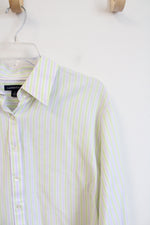 Lands' End Green & White Striped Button Down Top | 18