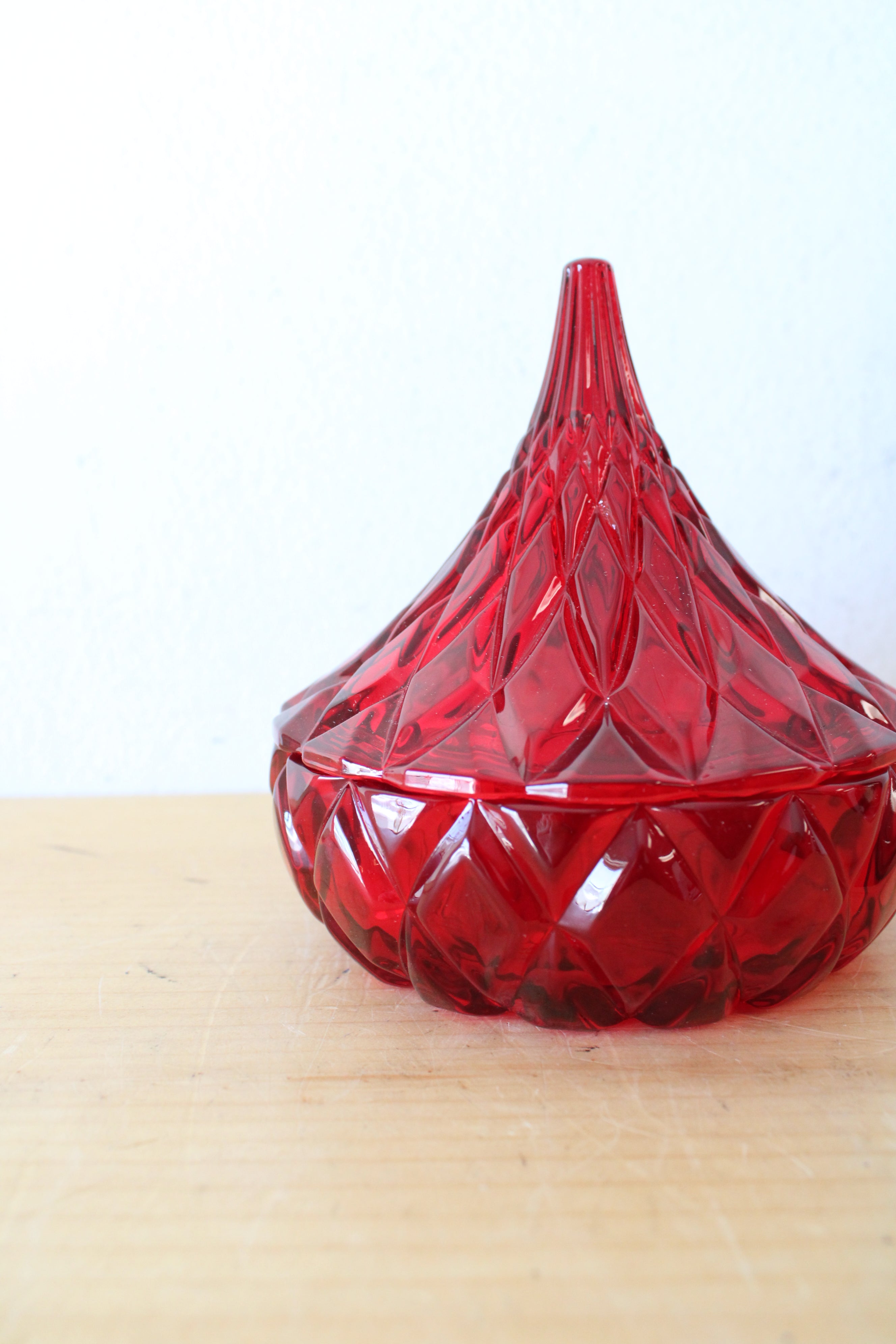 Hershey Kisses Red Crystal Candy Jar