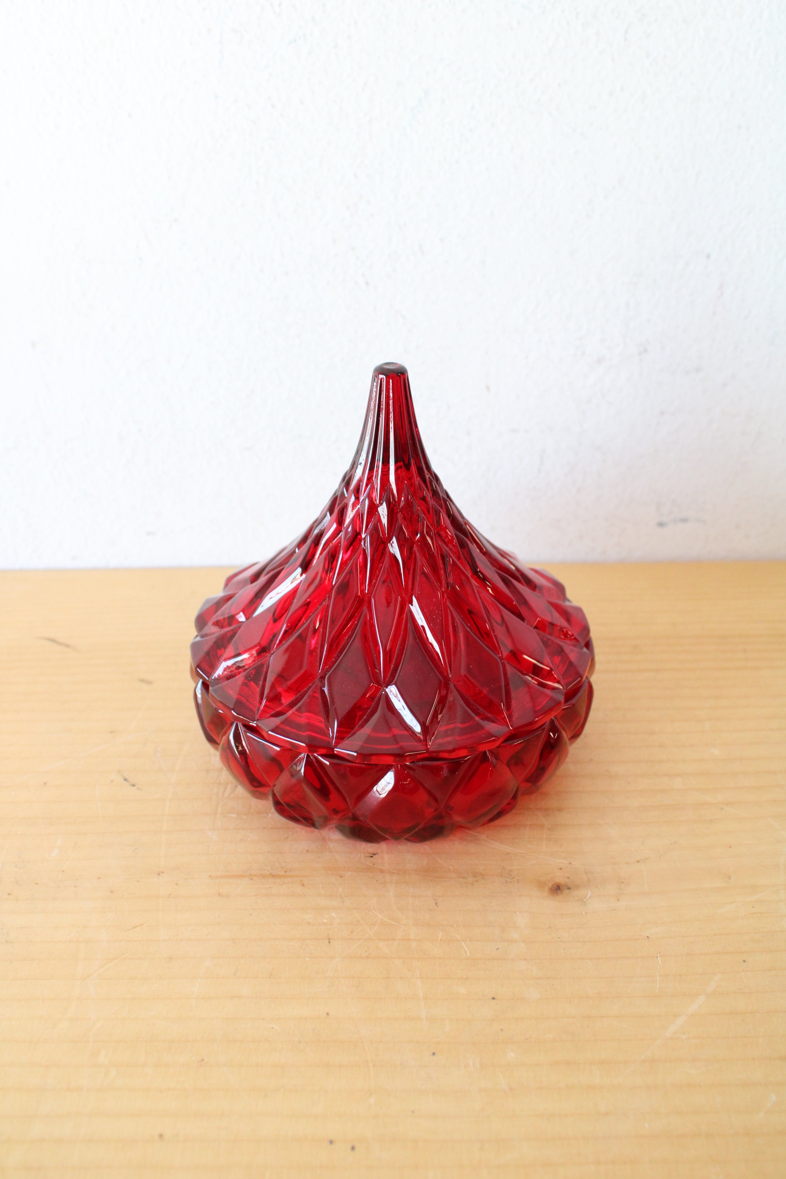 Hershey Kisses Red Crystal Candy Jar