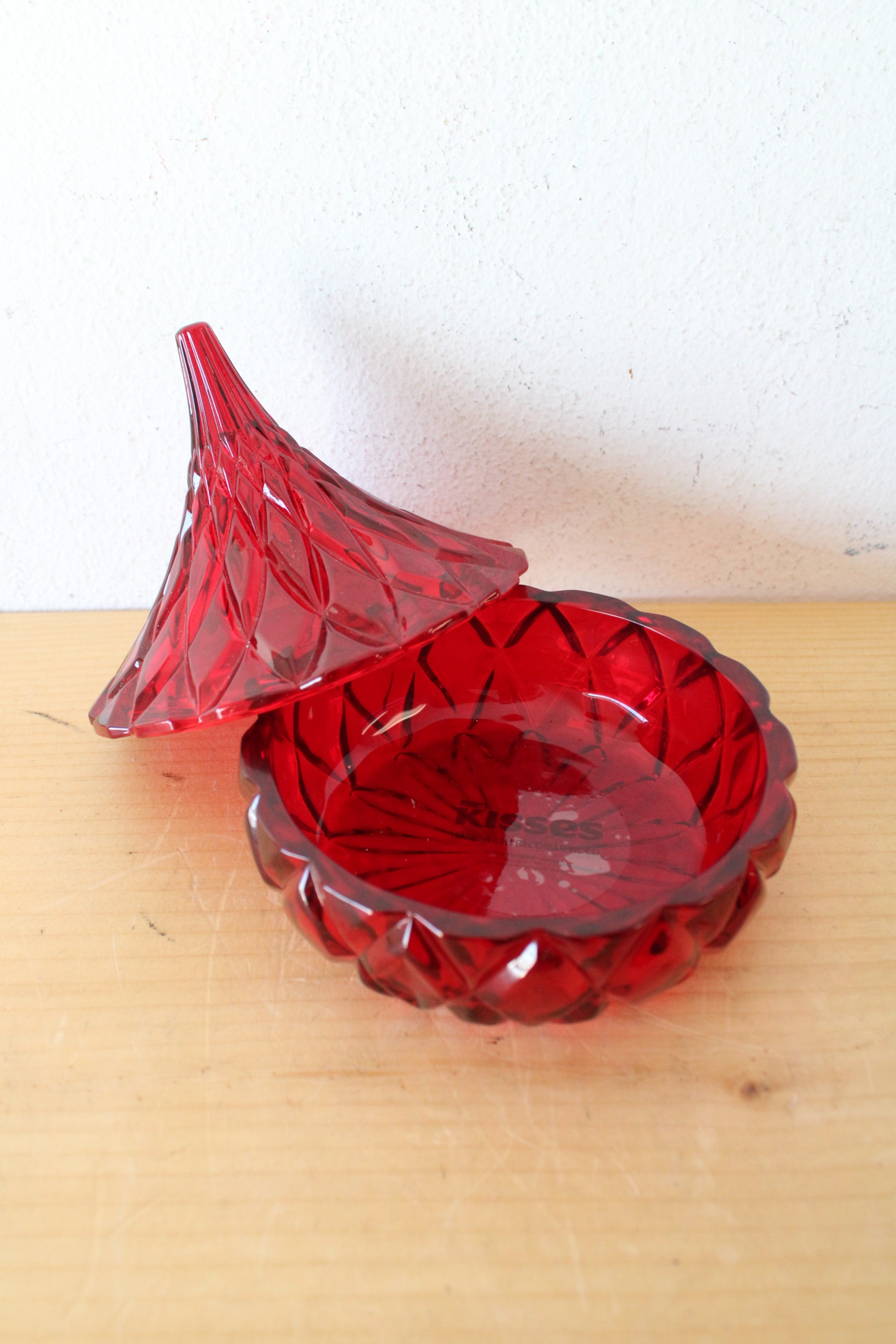 Hershey Kisses Red Crystal Candy Jar