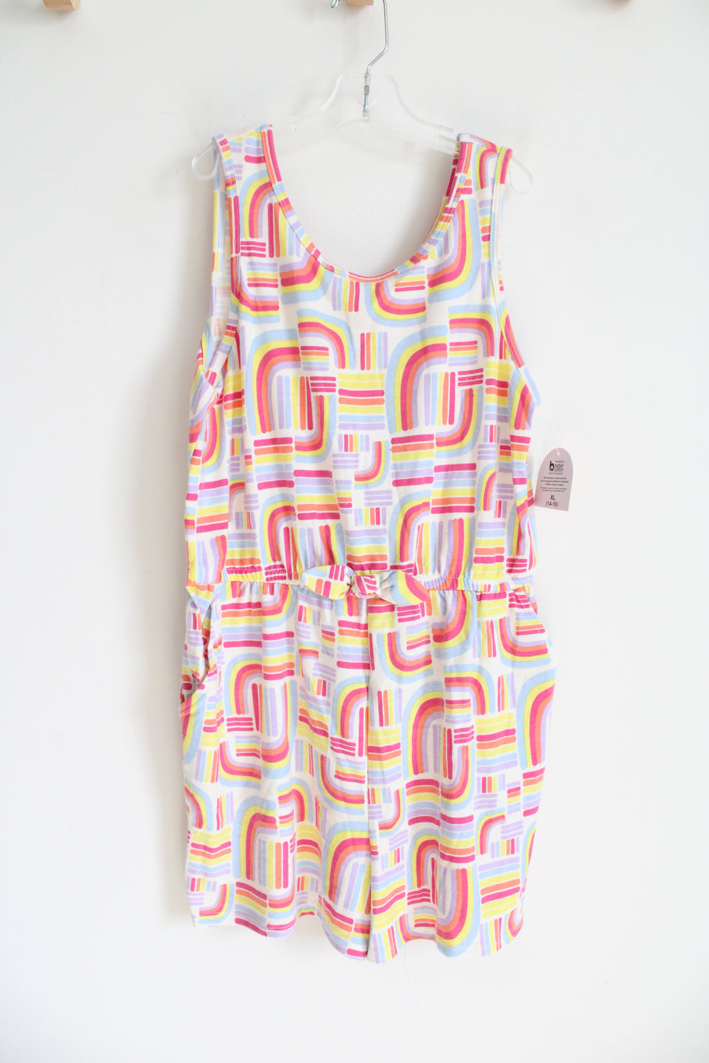 NEW Wonder Nation Multi-Colored Striped Arch Patterned Romper | Youth XL (14/16)