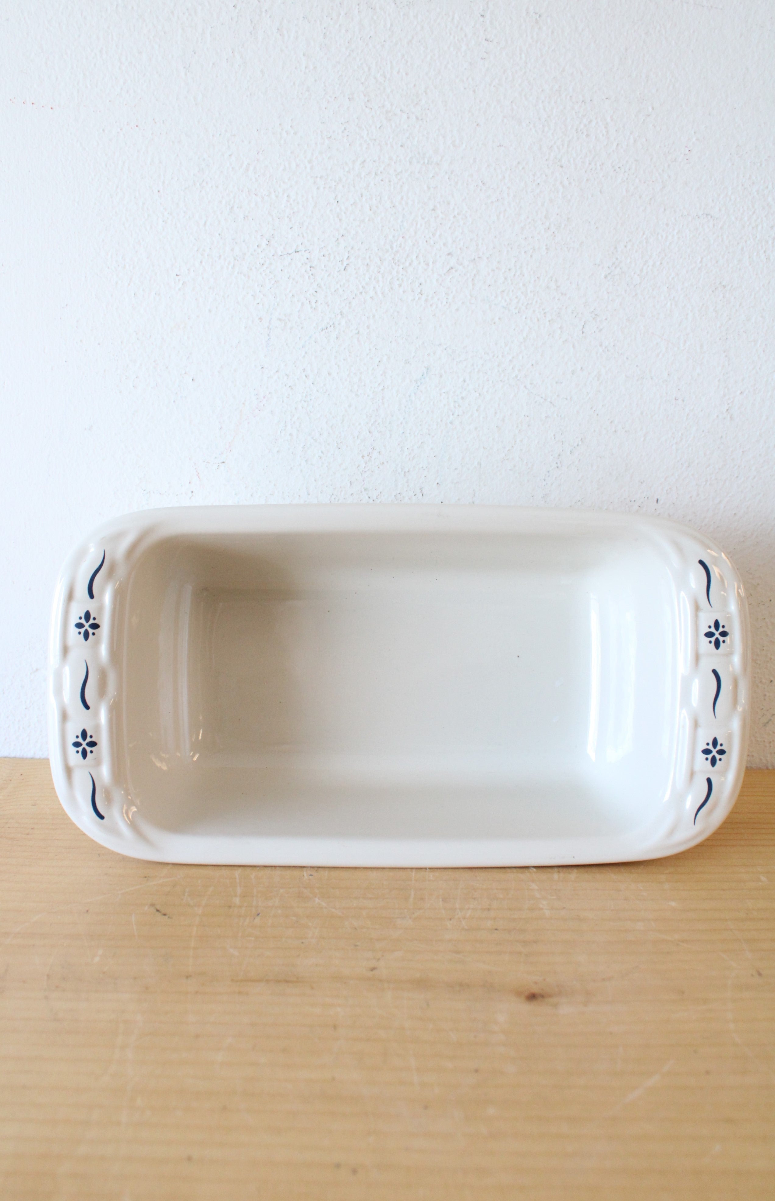 Longaberger Pottery Blue Woven Traditions Bread Pan