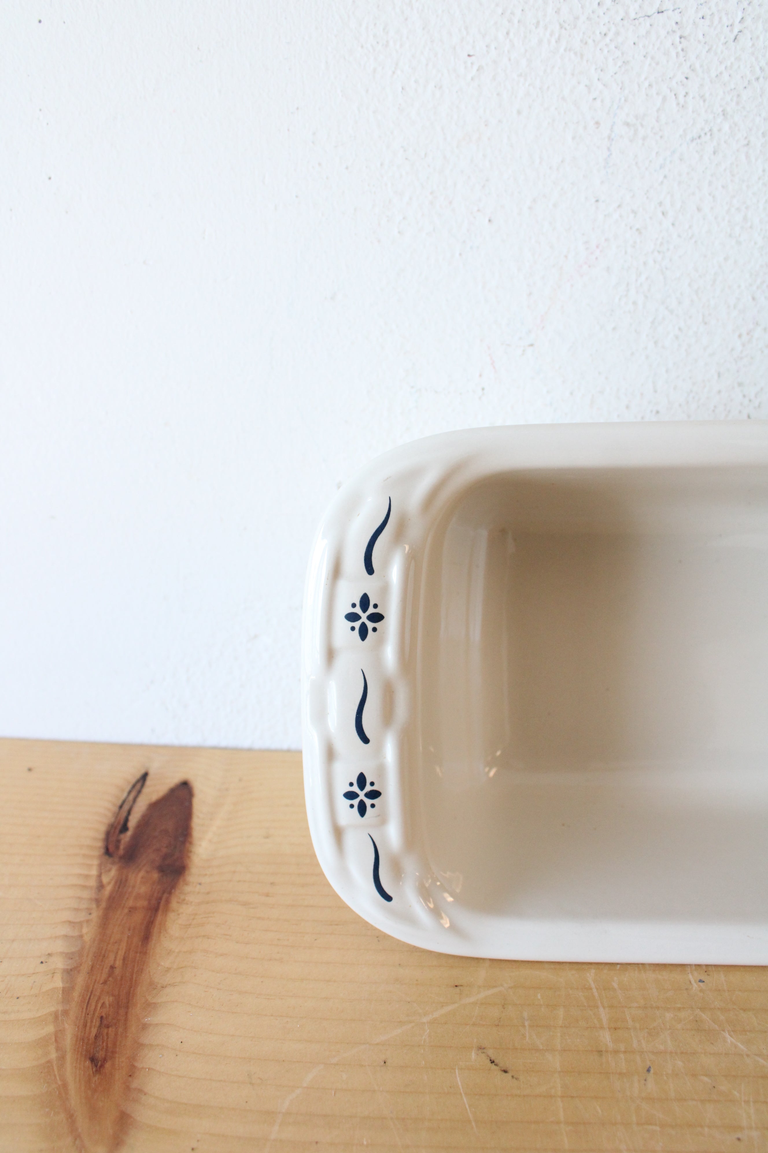 Longaberger Pottery Blue Woven Traditions Bread Pan