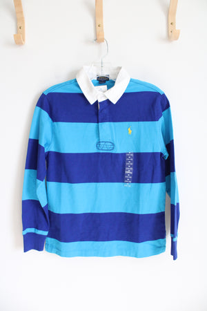 NEW Polo Ralph Lauren Blue Color Blocked Rugby Collared Shirt | Youth M (10/12)