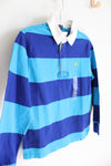 NEW Polo Ralph Lauren Blue Color Blocked Rugby Collared Shirt | Youth M (10/12)