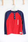 NEW Polo Ralph Lauren Blue & Red Long Sleeved Henley Shirt | Youth M (10/12)