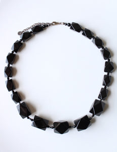 Barse Onyx Black Glass Beaded Statement Chunky Necklace