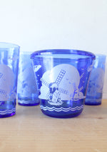 Vintage Cobalt Blue Hazel Atlas Windmill Drink Set Of 6