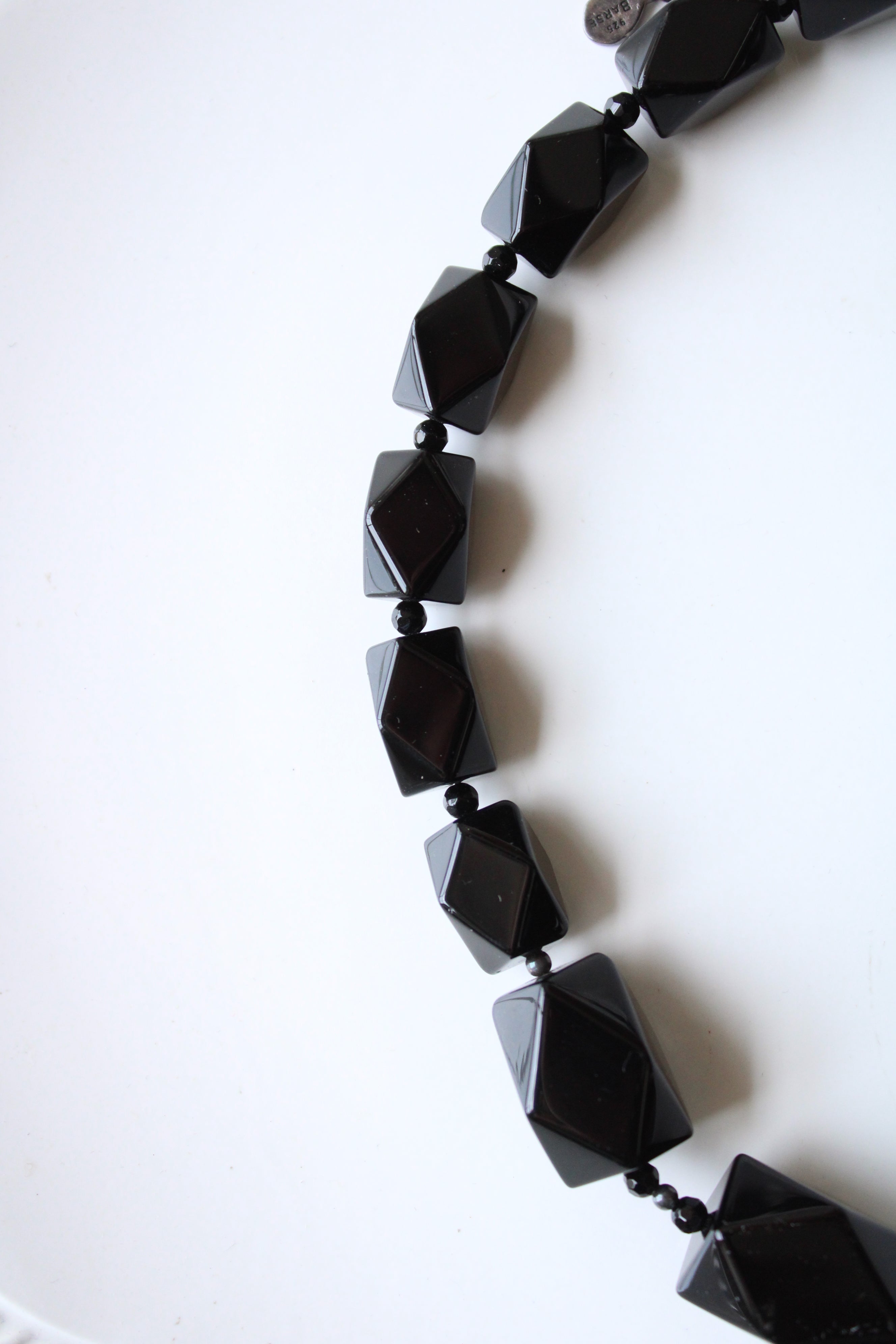 Barse Onyx Black Glass Beaded Statement Chunky Necklace