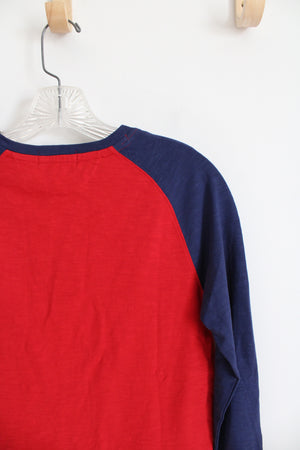 NEW Polo Ralph Lauren Blue & Red Long Sleeved Henley Shirt | Youth M (10/12)