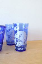 Vintage Cobalt Blue Hazel Atlas Windmill Drink Set Of 6