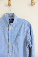 Izod Stretch Extensible Blue & White Gingham Button Down Shirt | Youth 18