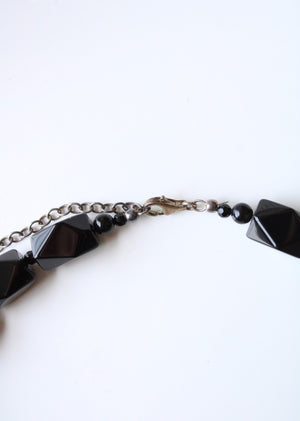 Barse Onyx Black Glass Beaded Statement Chunky Necklace