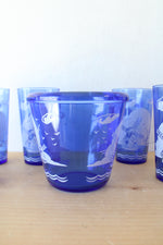 Vintage Cobalt Blue Hazel Atlas Windmill Drink Set Of 6