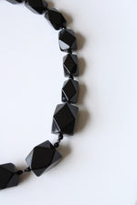 Barse Onyx Black Glass Beaded Statement Chunky Necklace