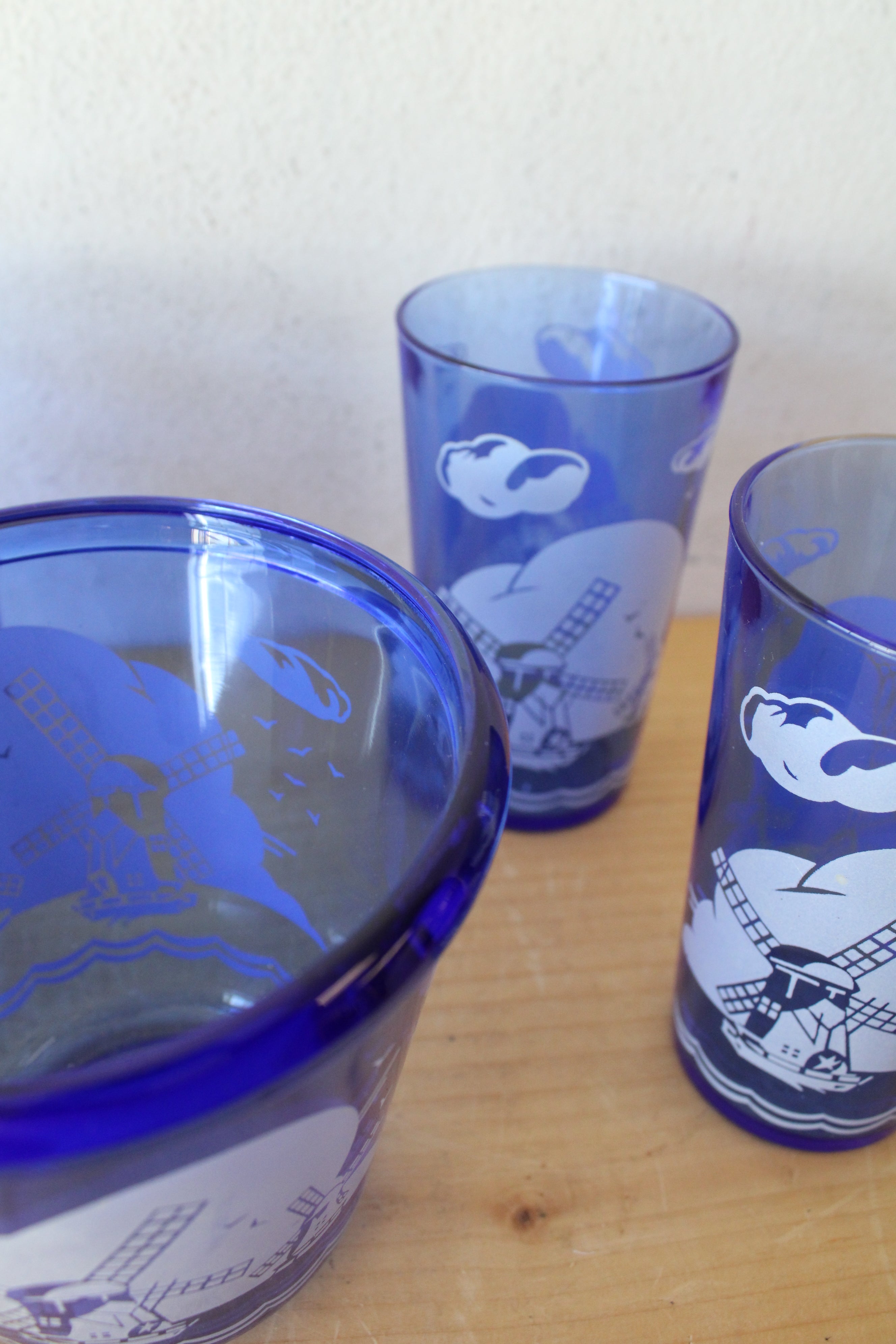 Vintage Cobalt Blue Hazel Atlas Windmill Drink Set Of 6