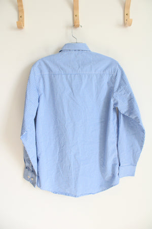 Izod Stretch Extensible Blue & White Gingham Button Down Shirt | Youth 18