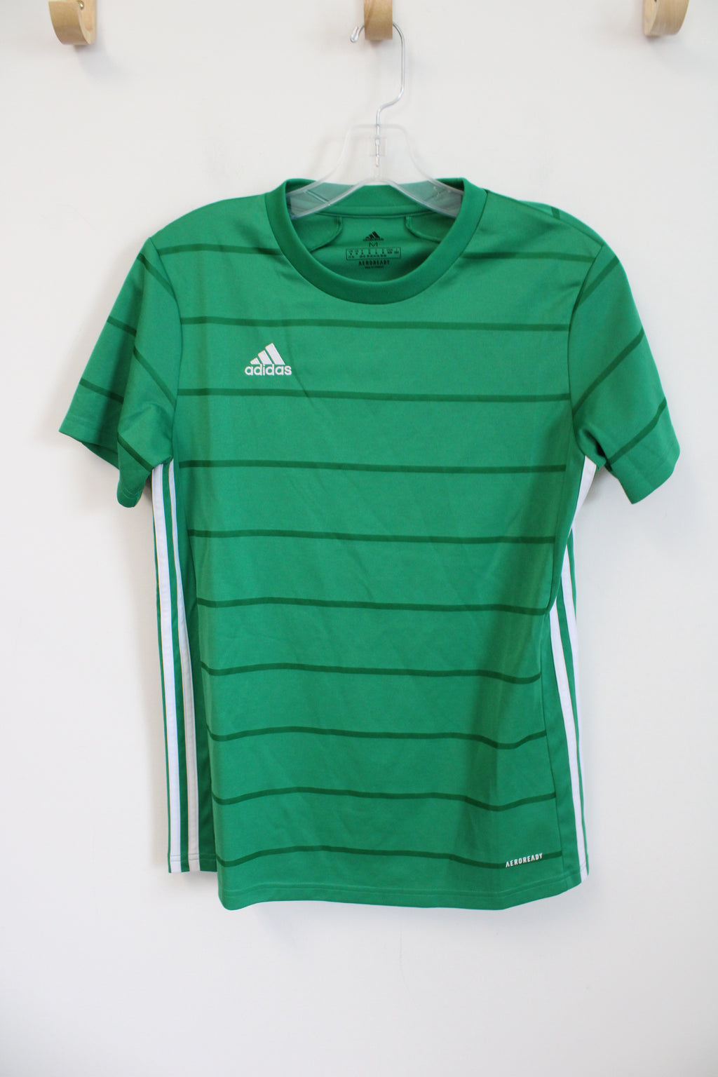 Adidas AeroReady Green Striped Shirt | M