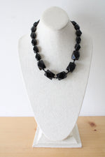 Barse Onyx Black Glass Beaded Statement Chunky Necklace