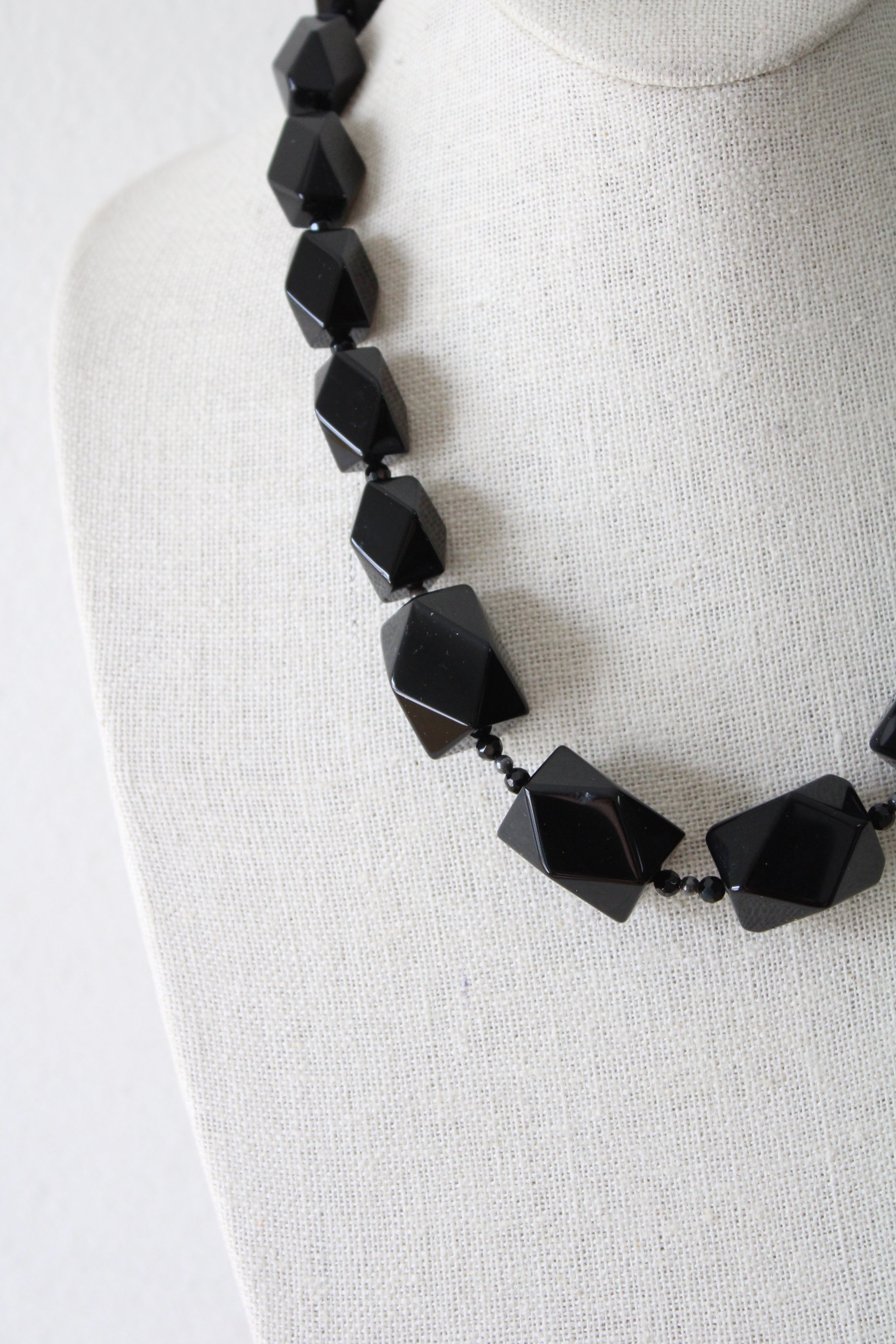 Barse Onyx Black Glass Beaded Statement Chunky Necklace